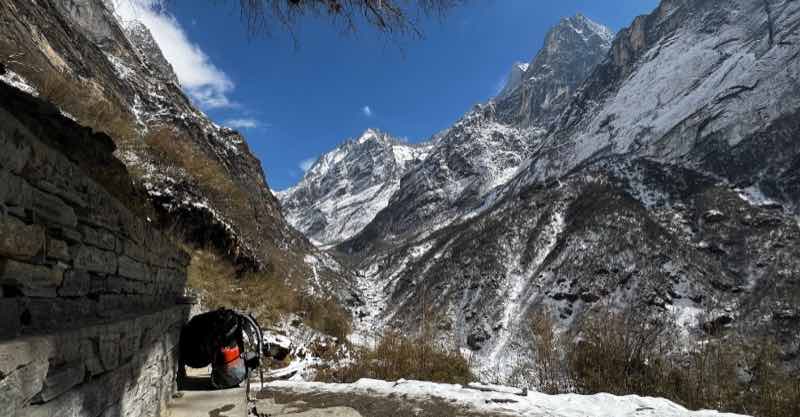 Photo clicked during resting time at Hinku cave, also known as a avalanche risk area.